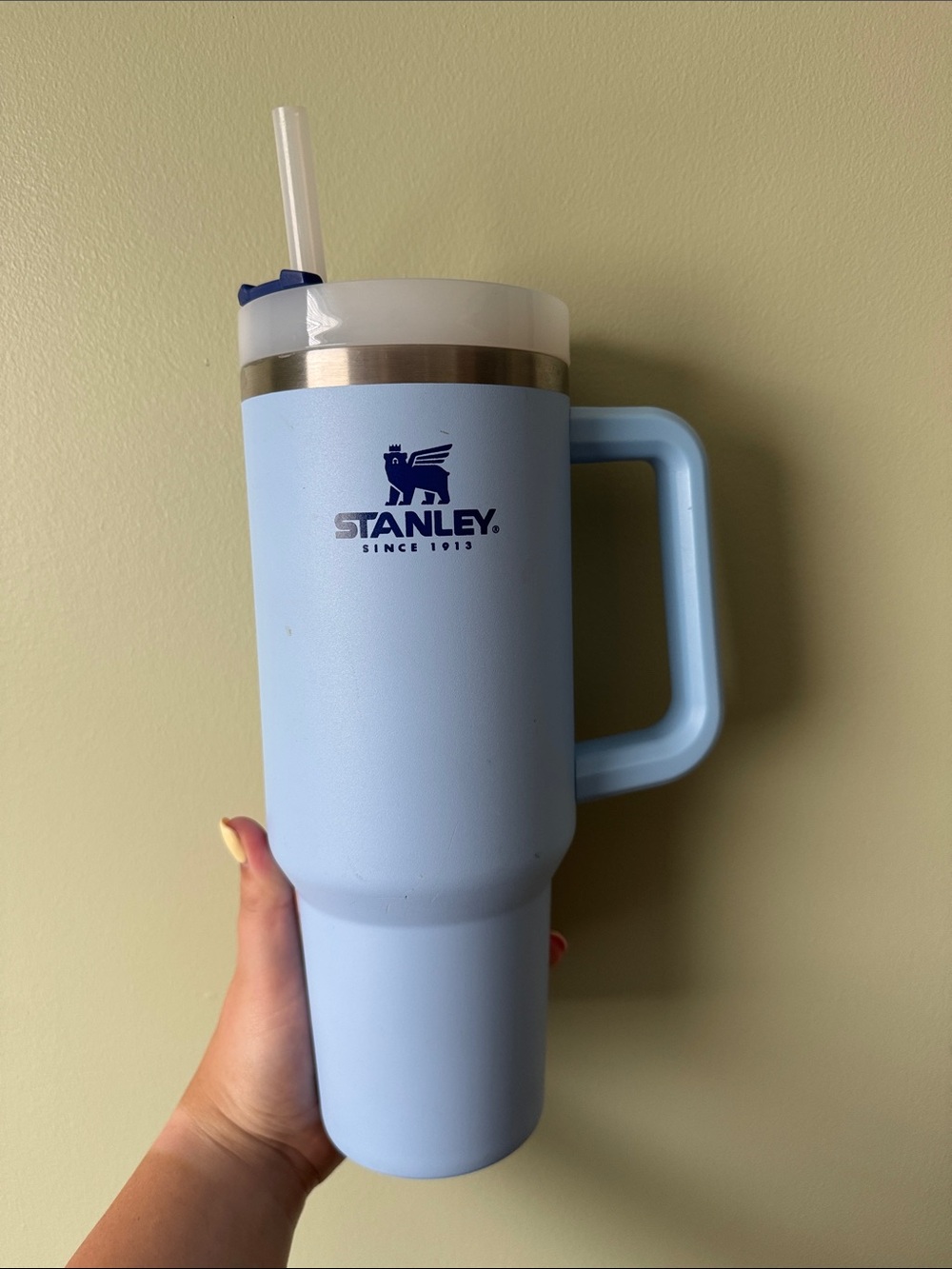 Stanley Light Blue Insulated Travel Tumbler with Handle and Straw